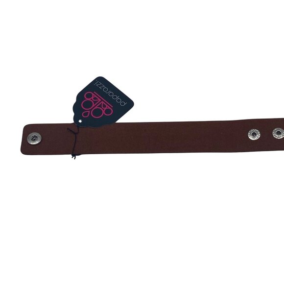 Paparazzi Jewelry Rebel Radiance Brown Fold Over Snap Bracelet Rhinestone Stud - Picture 9 of 9